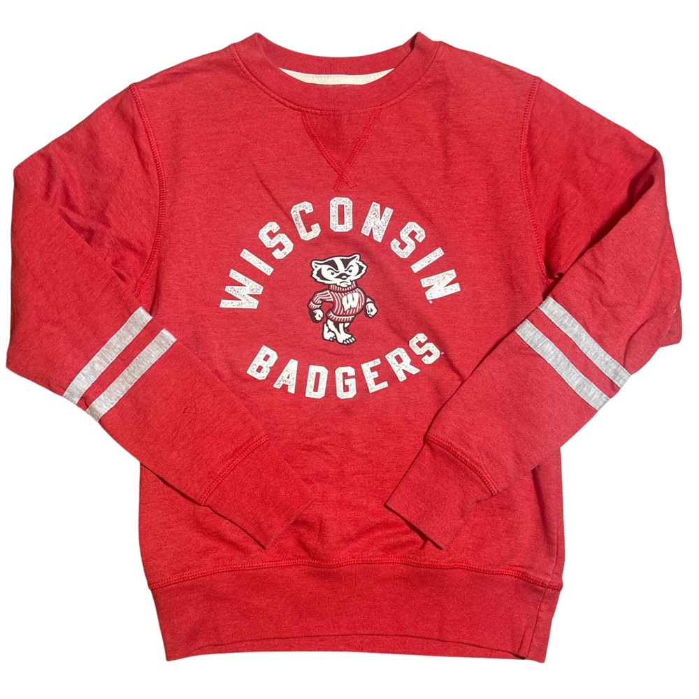 Alta Gracia Wisconsin Badgers Sweatshirt Size S Red Bucky Badger Varsity Stripes